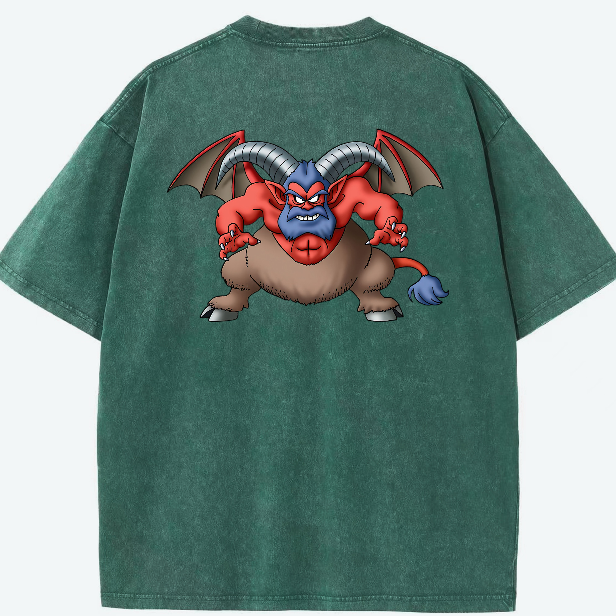 （画像用） ドラゴンクエスト Doragon Kuesuto Dragon Quest 綿100% ヴィンテージ風 半袖Tシャツ（背面プリント）